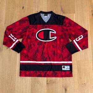 Champion Hockey Jersey No 19 Size L Red Black White Camo